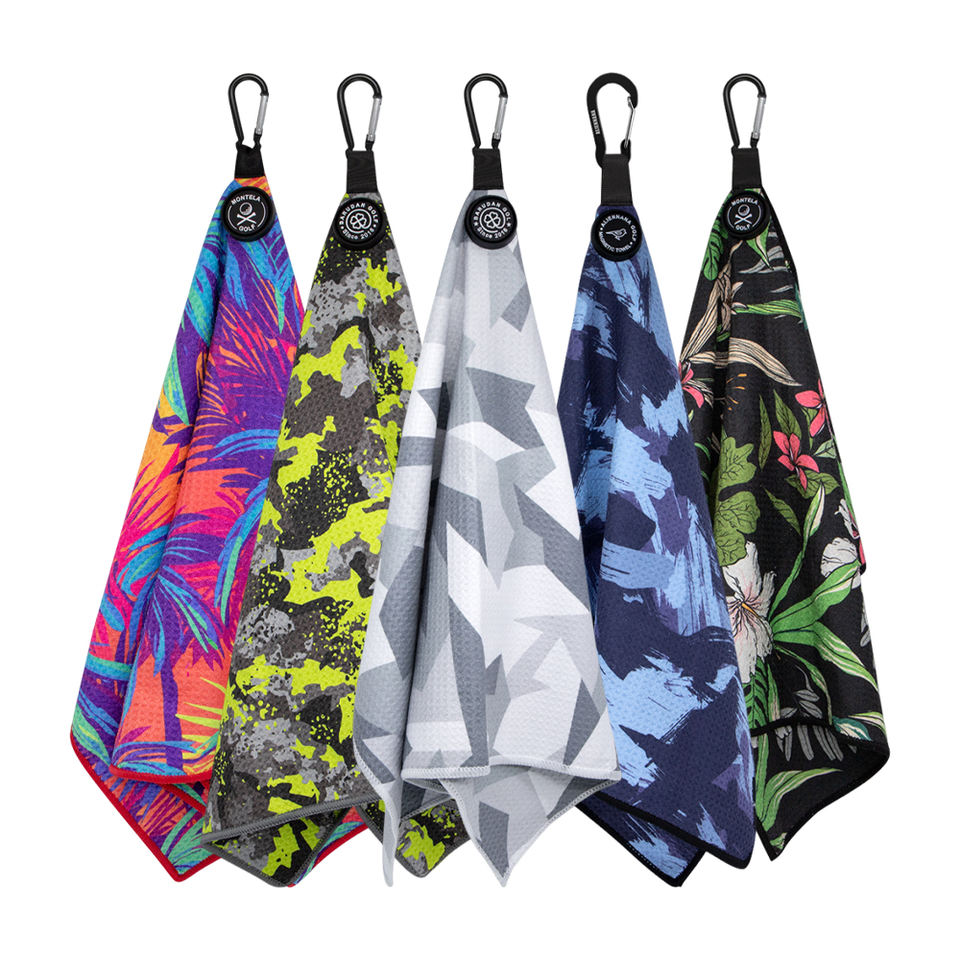 Quick-Dry Magnetic Golf Towel with Hook — 3 Putt Society golf accessories